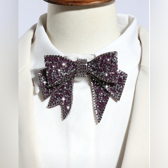 ✨Sparkling Purple Rhinestone Bow Brooch - Picture 2 of 3